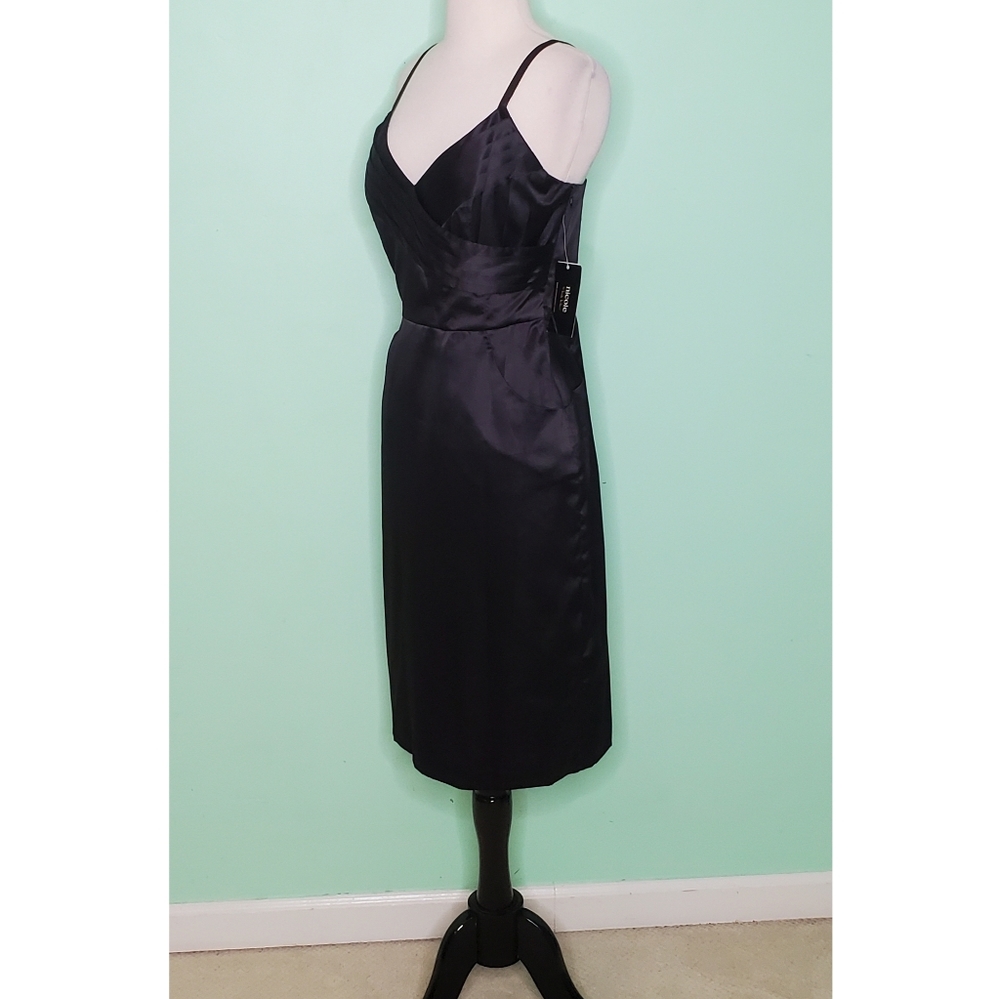 Nicole Miller Black Satin Midi Cocktail Dress NWT - Picture 5 of 5
